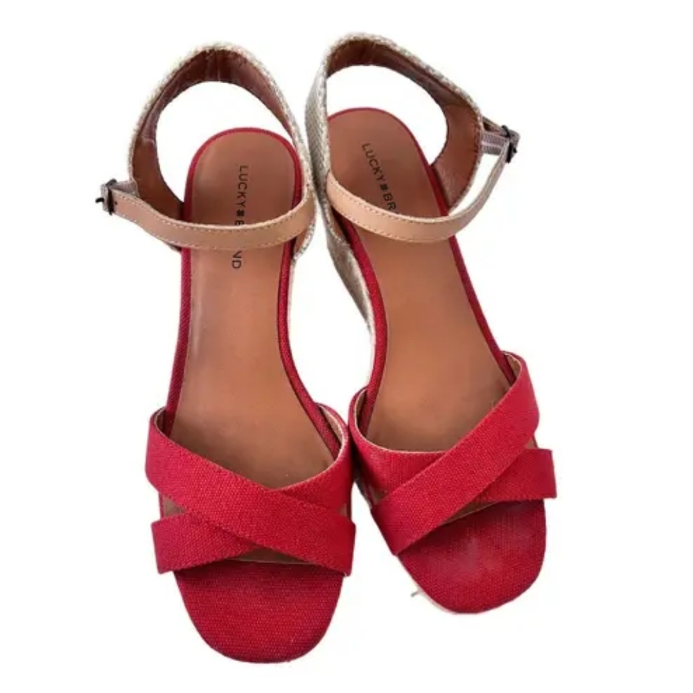 NEW LUCKY BRAND | $89 Maeylee Espadrille Wedge Sandals - Picture 3 of 4